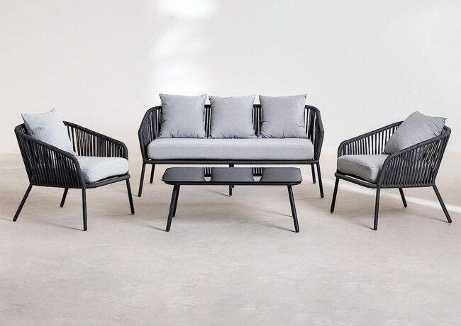 4 Piece Patio Sofa Set (Grey)