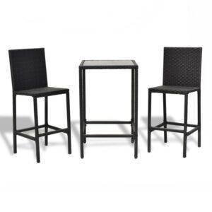 DEVOKO 3PCS Outdoor Patio Bar Set (Black)