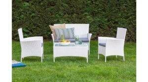 DEVOKO 4 Piece Patio Furniture All Weather Outdoor Sectional (White and Grey)