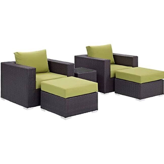 5-Piece Devoko Patio Conversation Set: Dark Brown & Green - Image 4