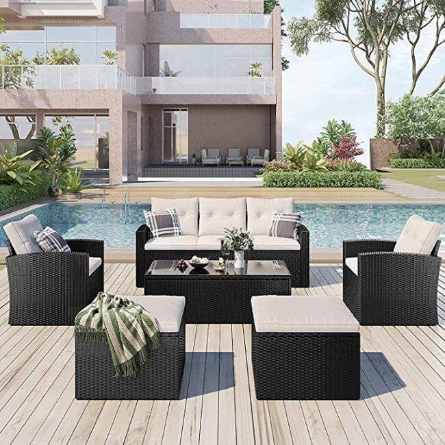 6-Piece All Weather Wicker Patio Furniture Set
