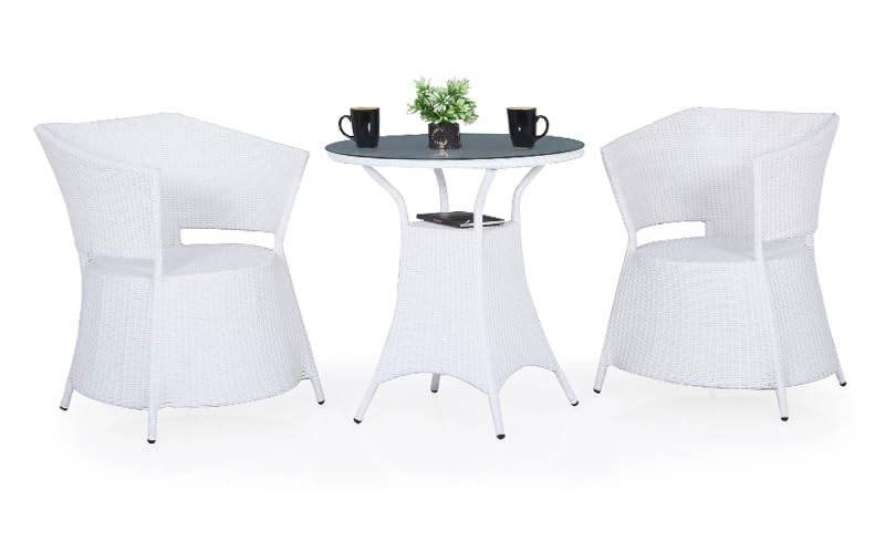 Small Outdoor Wicker Bistro Set (White)