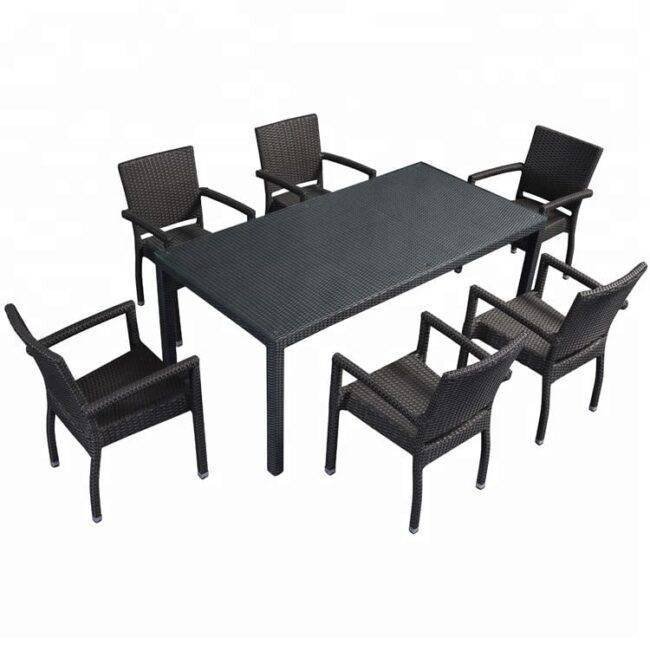 7-Piece Iron Outdoor Dining Set (Black)
