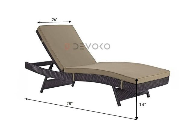 Adjustable Chaise Lounge Rattan Wicker Patio (Beige Set 2) - Image 2