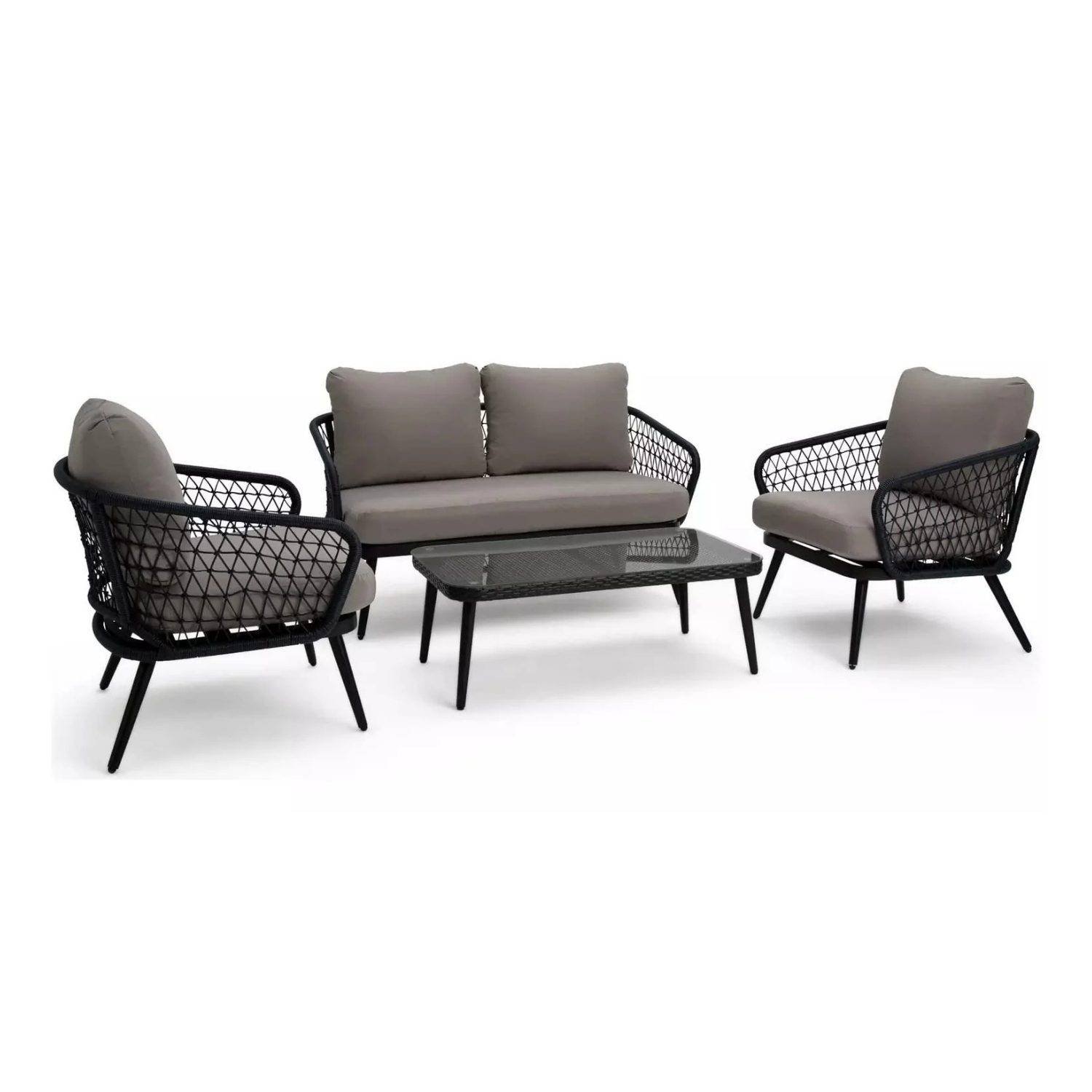 Rope Patio Furniture Set (Black & Grey)