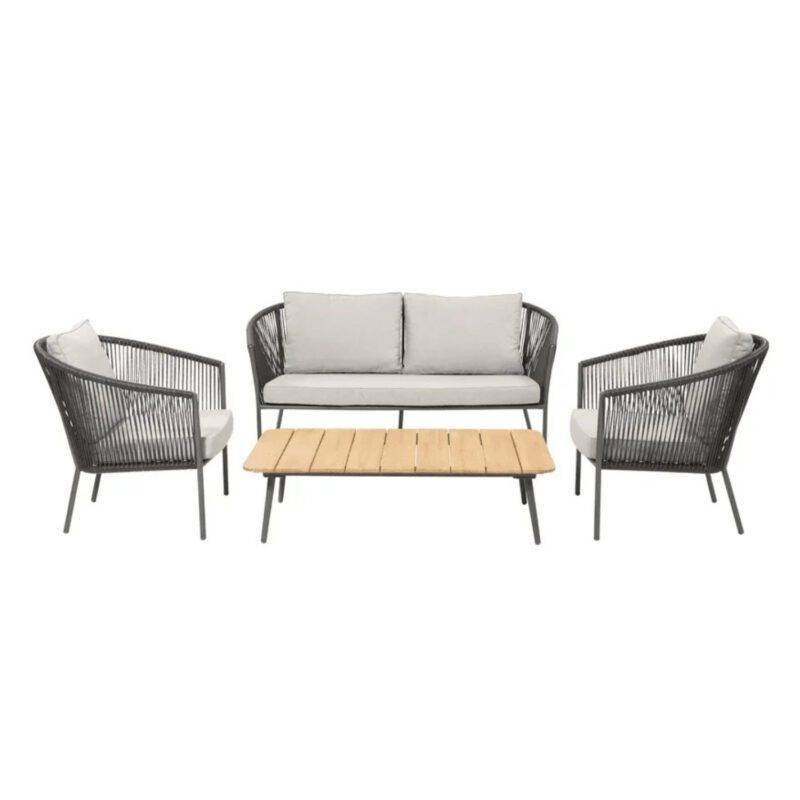 DEVOKO Outdoor Patio Sofa Set (Grey & Light Grey)