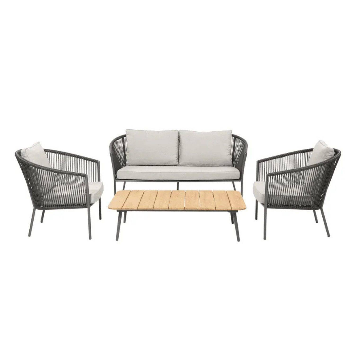 DEVOKO Outdoor Patio Sofa Set (Grey & Light Grey)