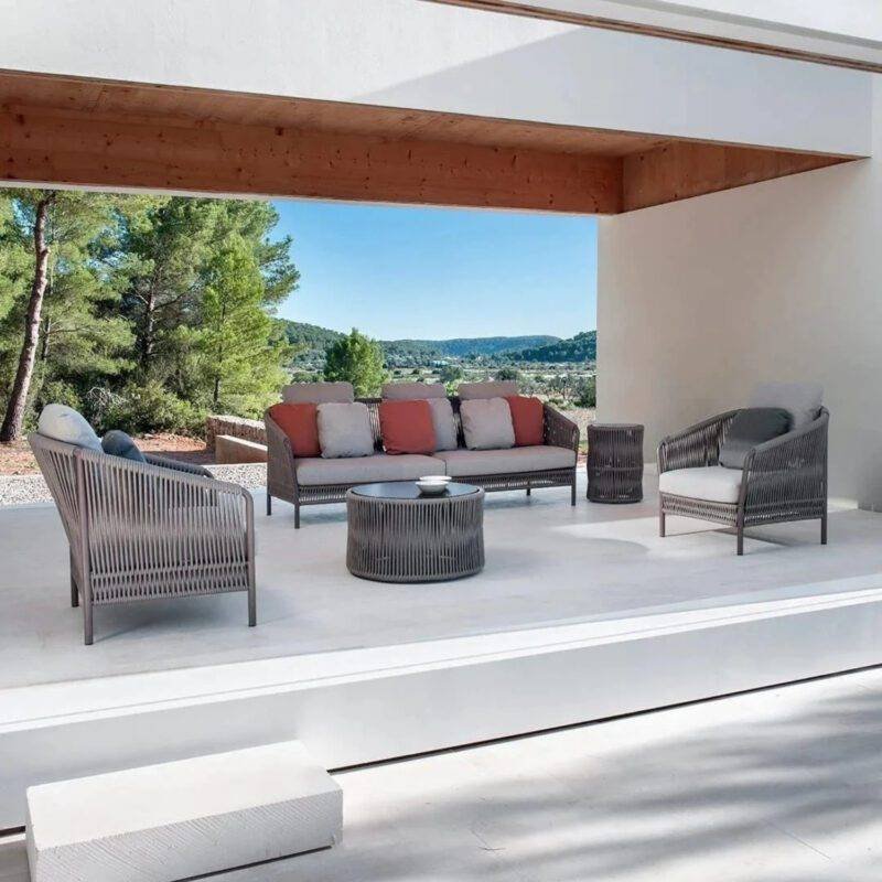DEVOKO 5-Seater Outdoor Rope Patio Furniture Set in Grey
