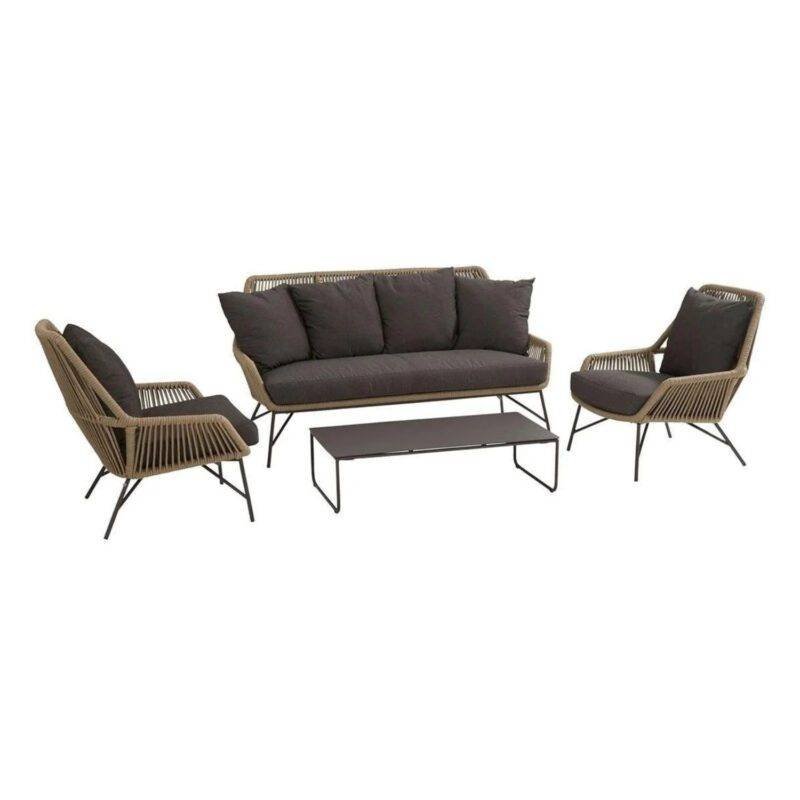 4-Piece Rope Conversation Set (Beige and Black)