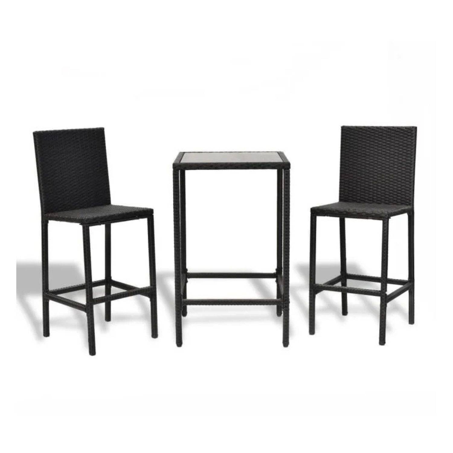 DEVOKO 3PCS Outdoor Patio Bar Set (Black)