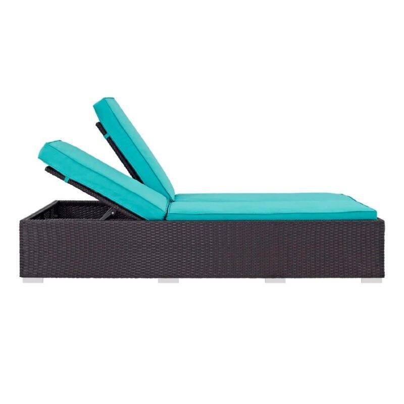 Outdoor Chaise Lounge Chair (Dark Brown & Sky-blue)