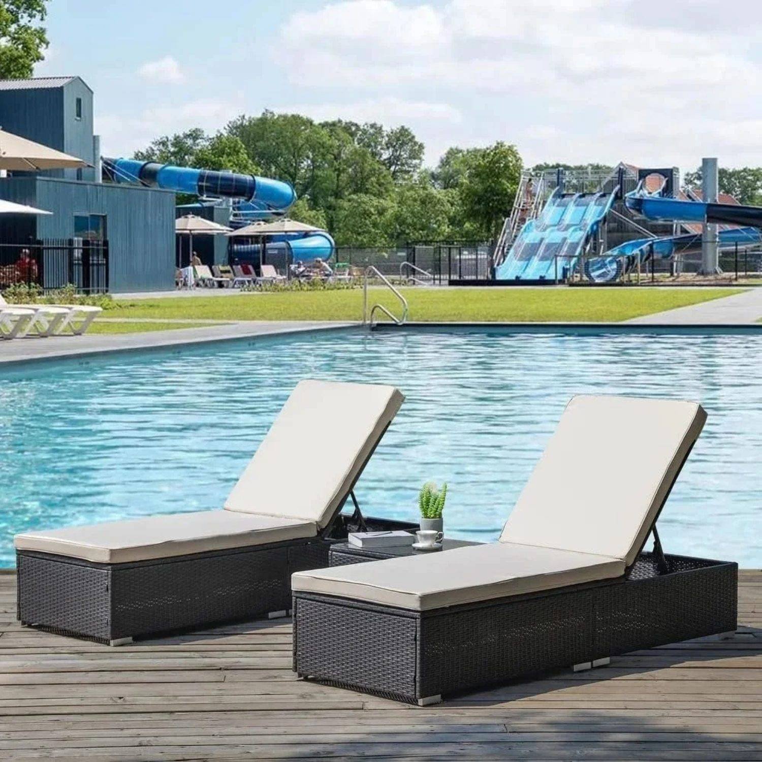 DEVOKO Lounge Chairs Set (Black/Cream)