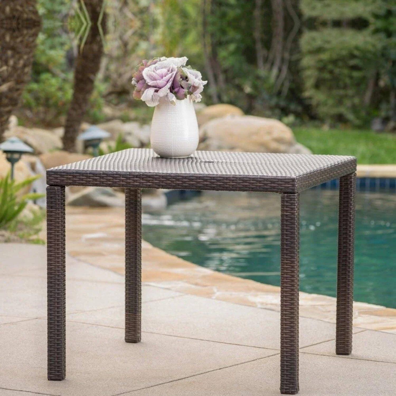 Patio Wicker Coffee Table (Dark Brown)