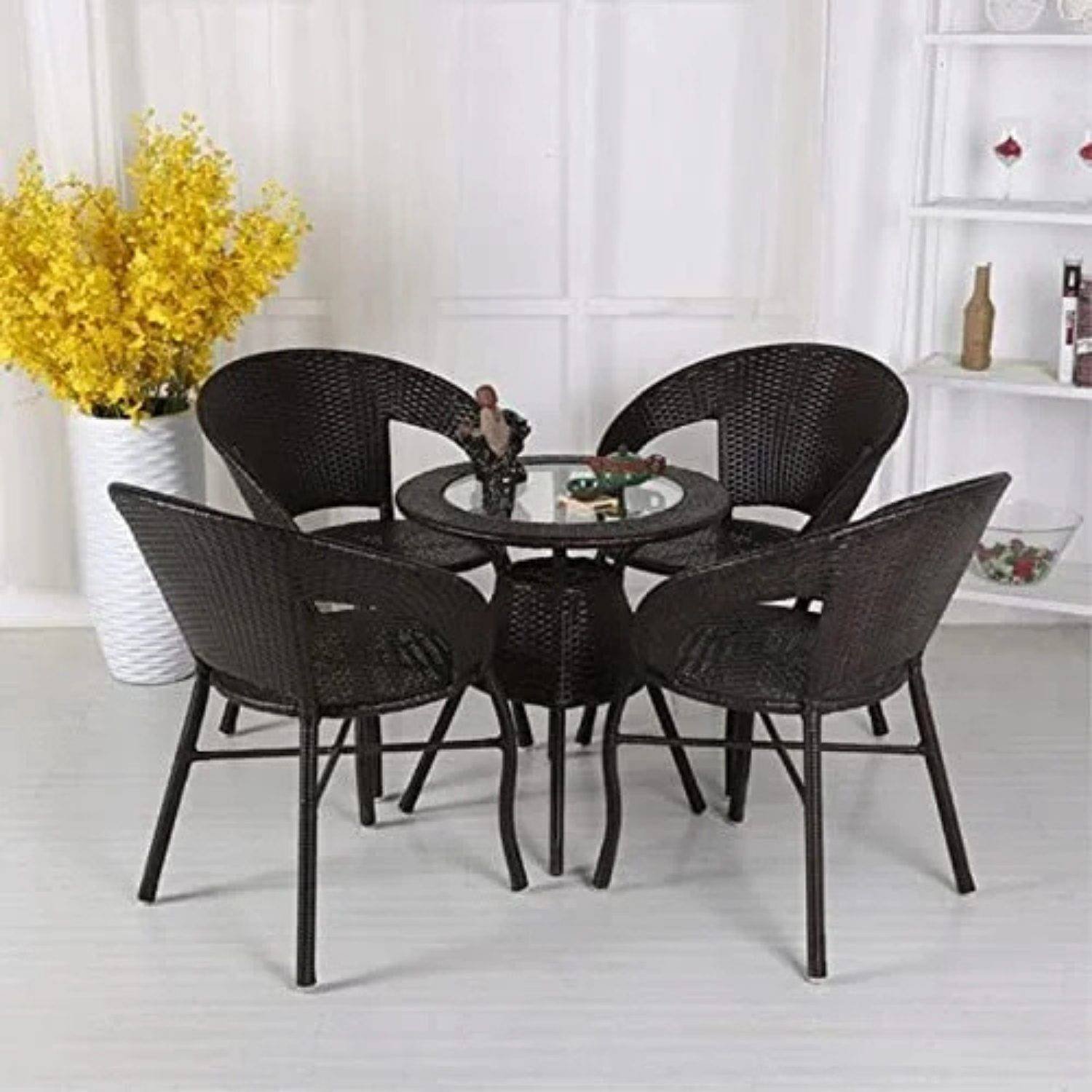 Devoko 5 Piece Wicker Patio Conversation Set - Chair/Table - Poolside/Balcony