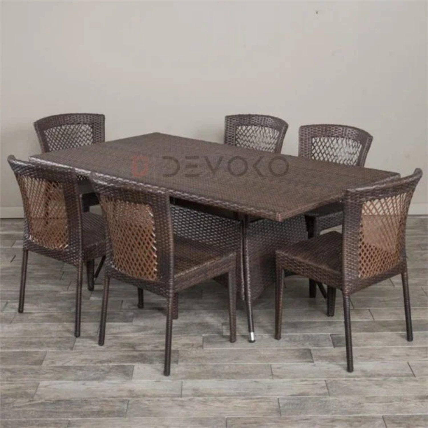 7-Piece Rattan Patio Dining Set: Outdoor Conversation Set (Dark Brown Wicker)