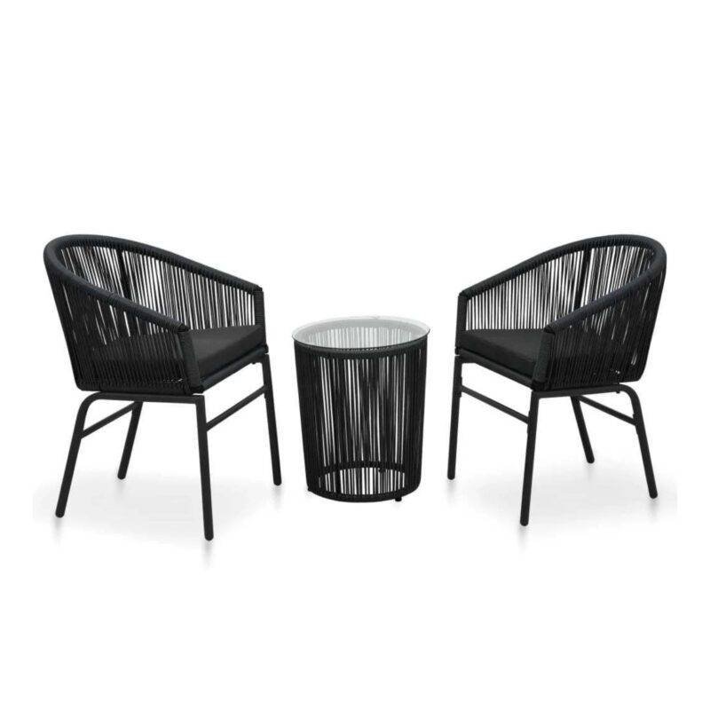 3-Piece Rope Patio Set (Black)