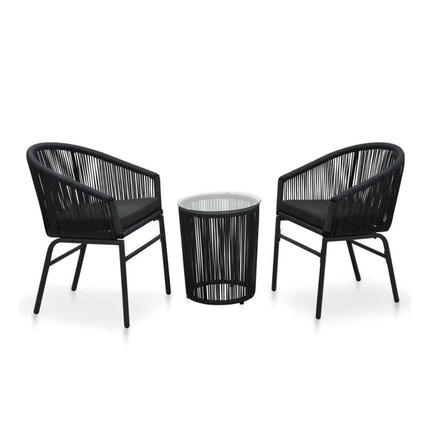 3-Piece Rope Patio Set (Black)