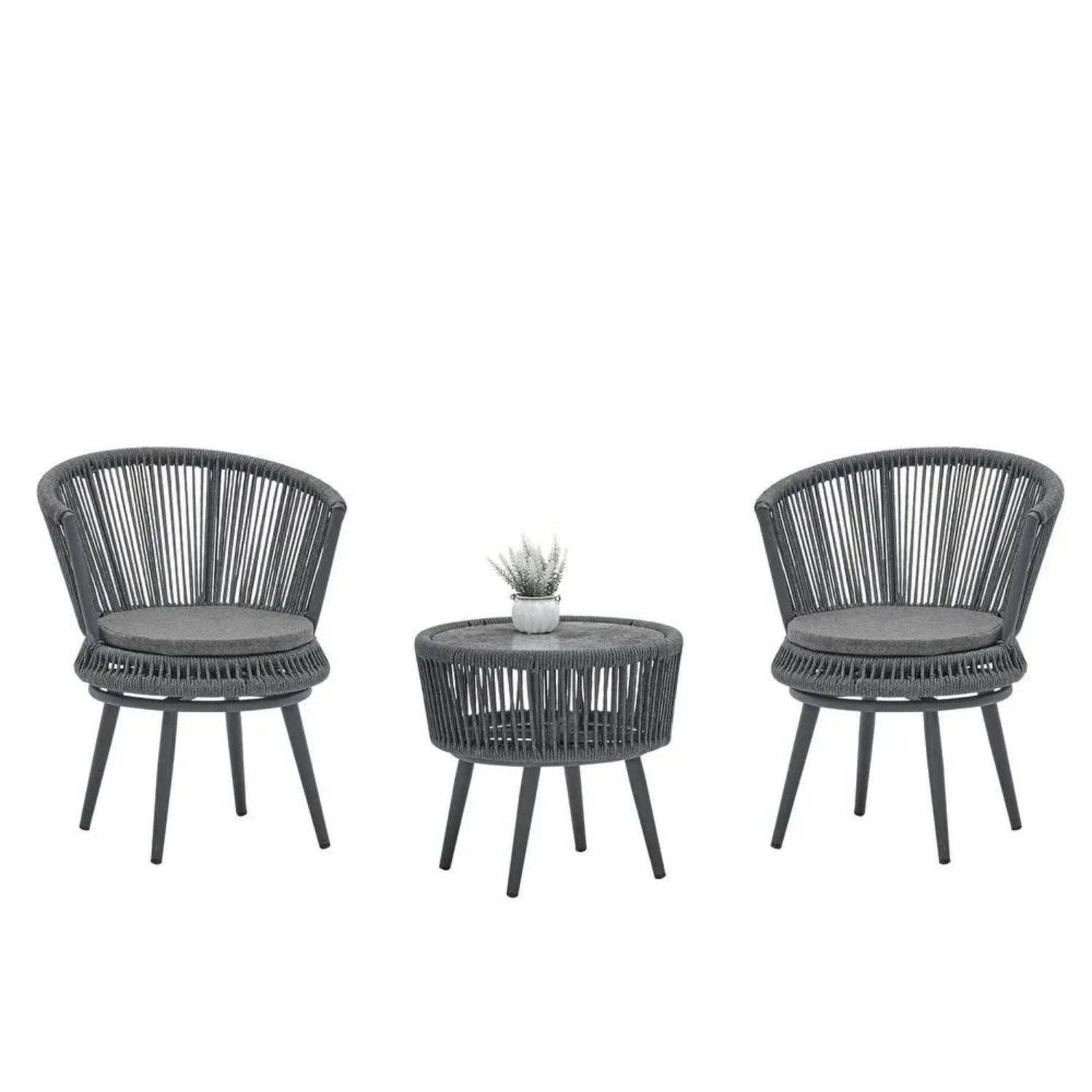 Devoko 3-Piece Patio Rope Set - Grey