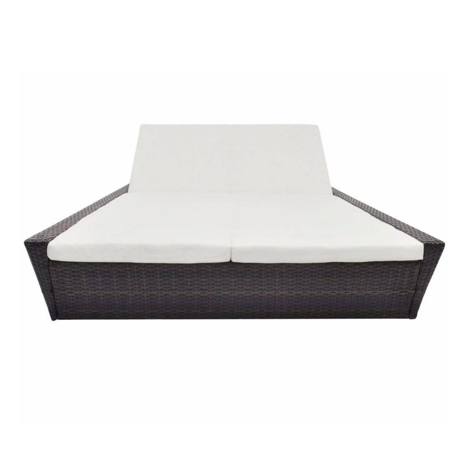 DEVOKO Outdoor Rattan Wicker Daybed (Dark Brown & White)