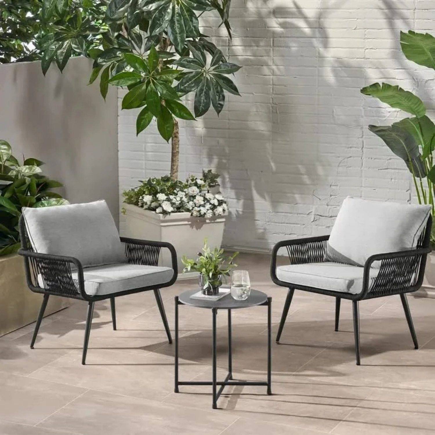 DEVOKO 3-Piece Patio Set - Black & Grey
