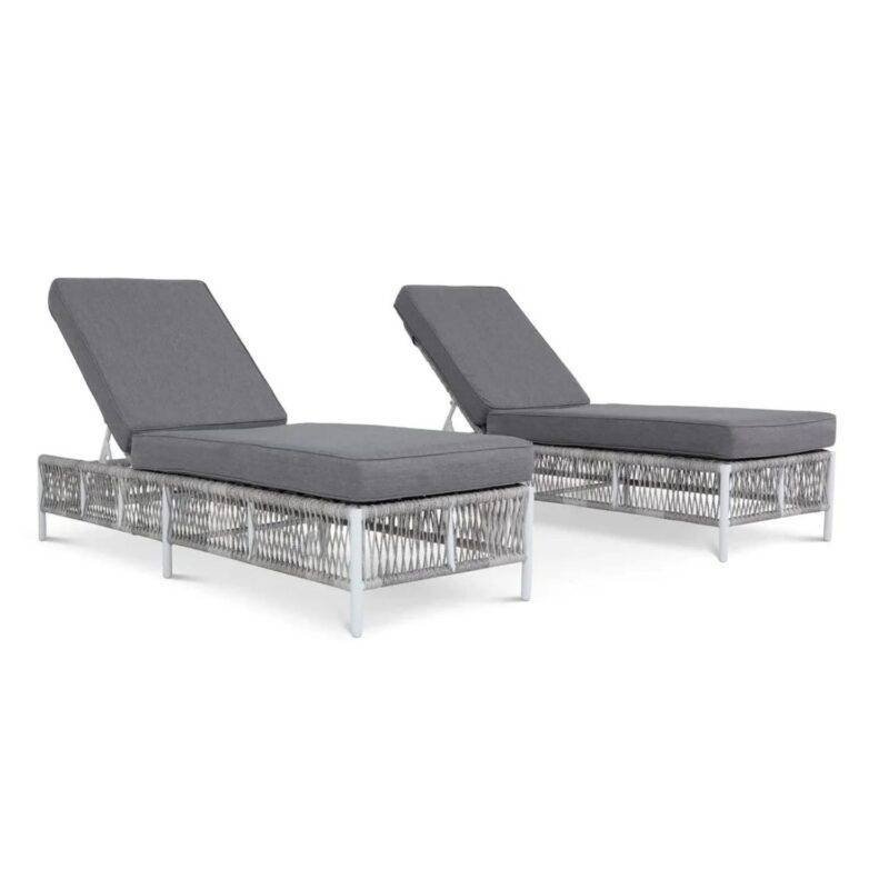 DEVOKO Rope Lounge Chairs Set (Light Grey/Grey)