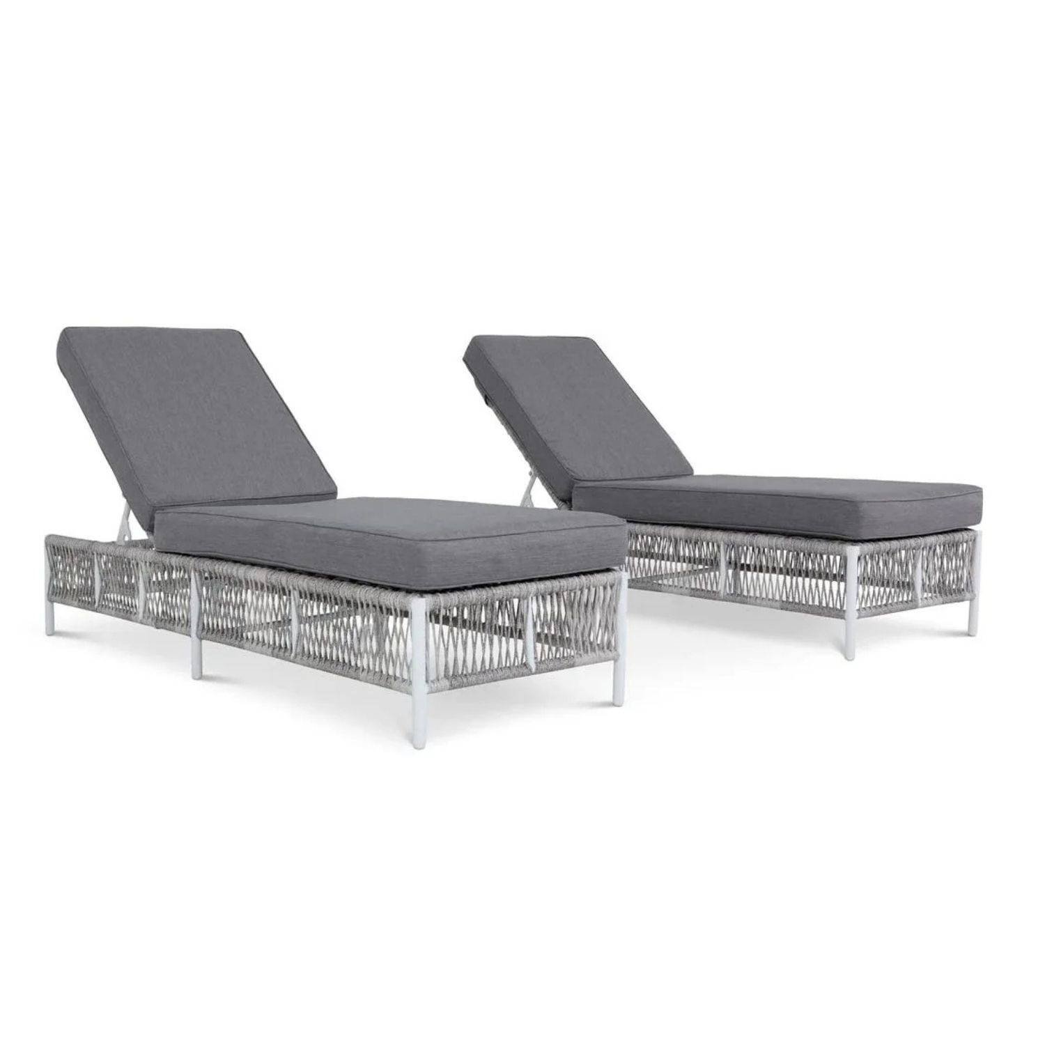 DEVOKO Rope Lounge Chairs Set (Light Grey/Grey)