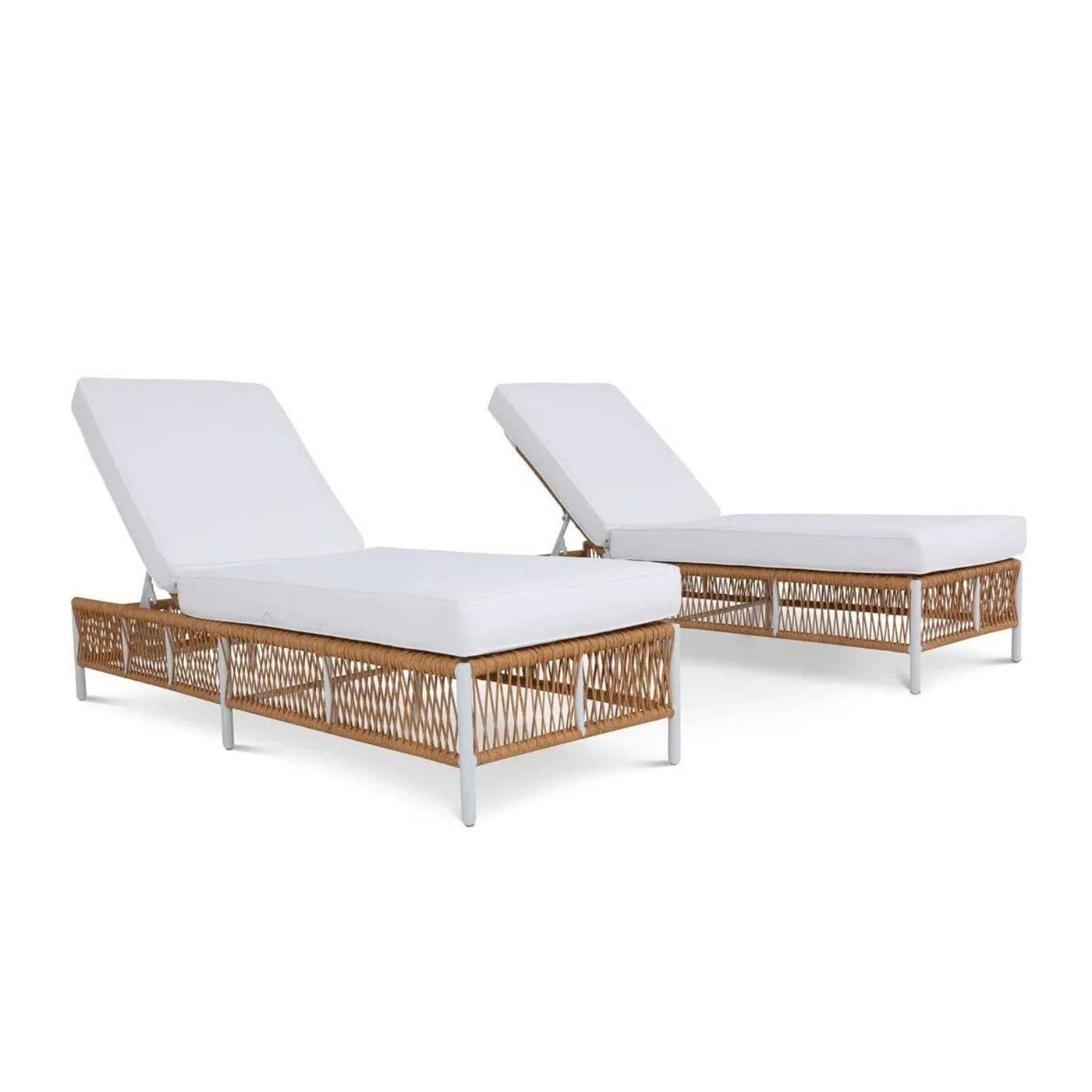 DEVOKO Rope Lounge Chairs Set (Beige/White)