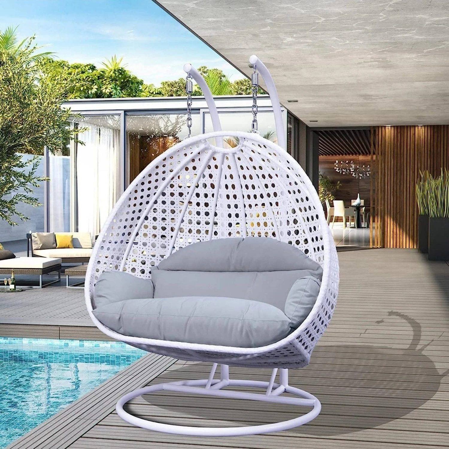 Double Seater Hanging Swing Chair (White & Grey)