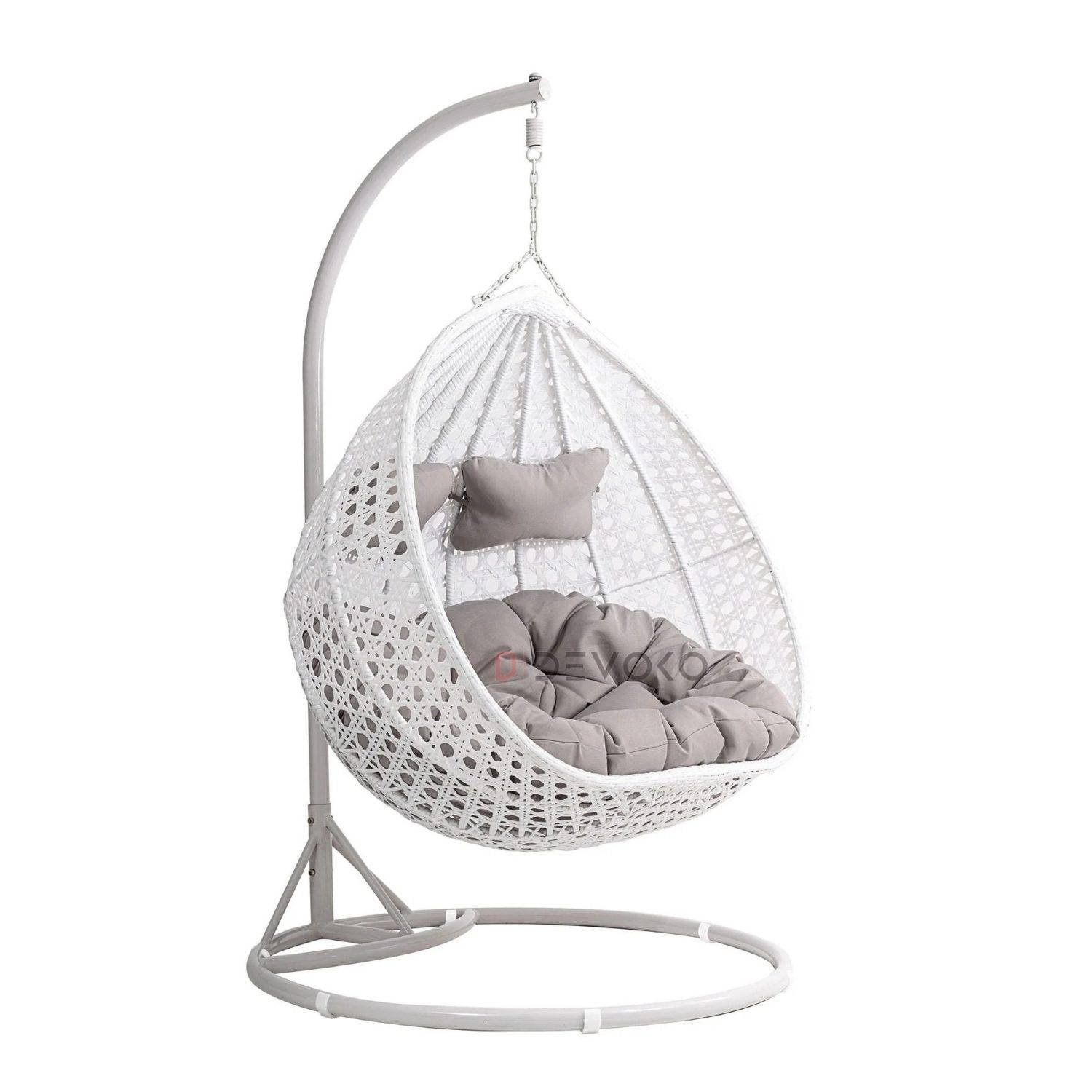 Double Seater Rattan & Wicker Swing (White & Grey)