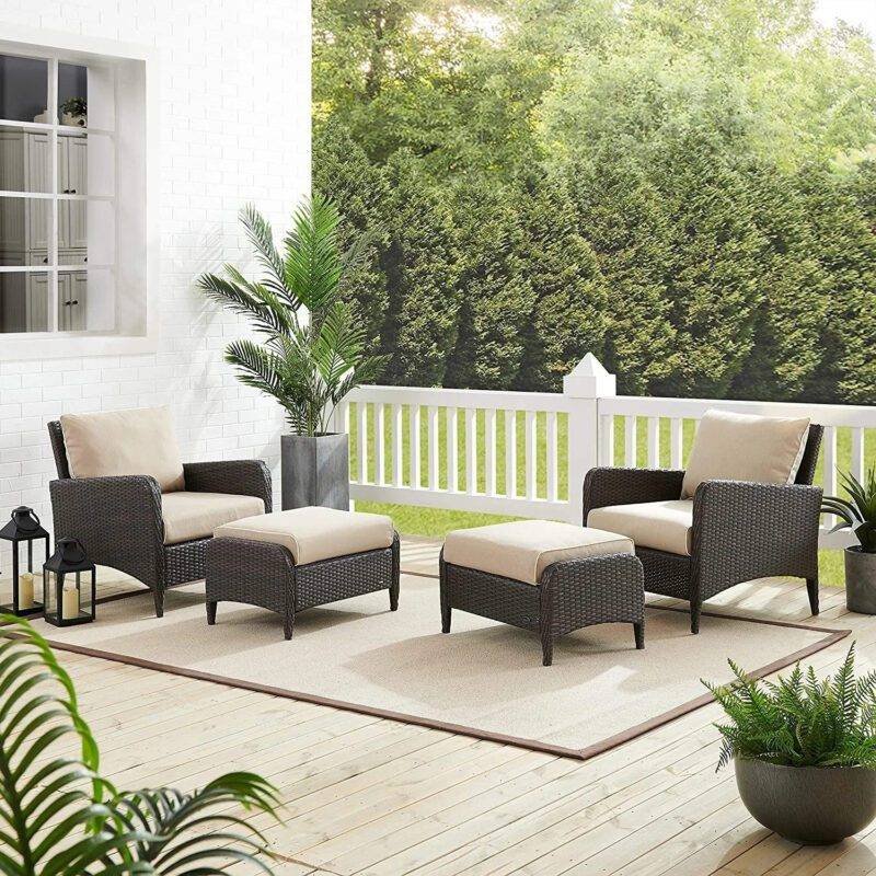DEVOKO 4-Piece Wicker Rattan Patio Bistro Set: All-Weather Comfort