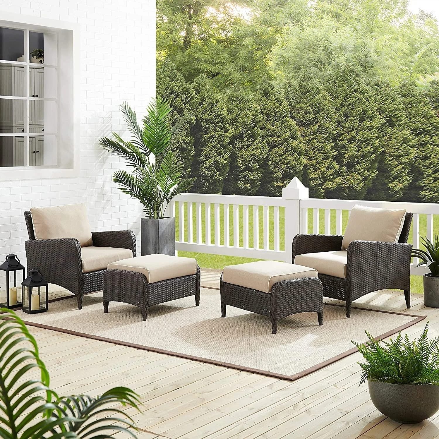 DEVOKO 4-Piece Wicker Rattan Patio Bistro Set: All-Weather Comfort