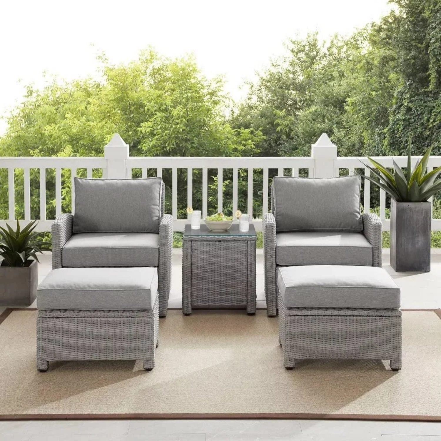 Devoko 5-Piece Patio Furniture Set - Silver/Grey