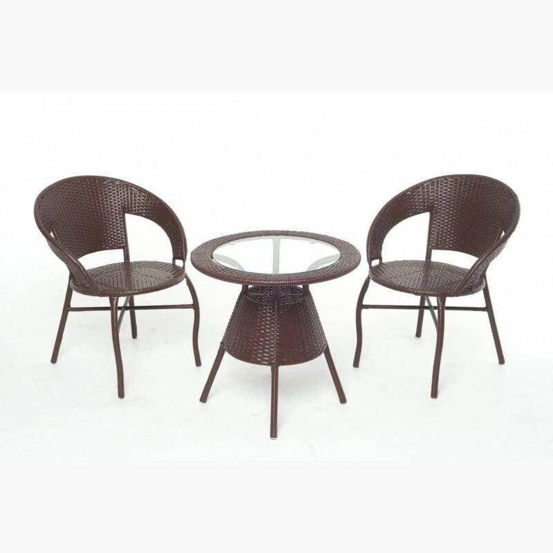 Devoko 3 Piece Wicker Patio Set - Balcony/Backyard - Dark Brown