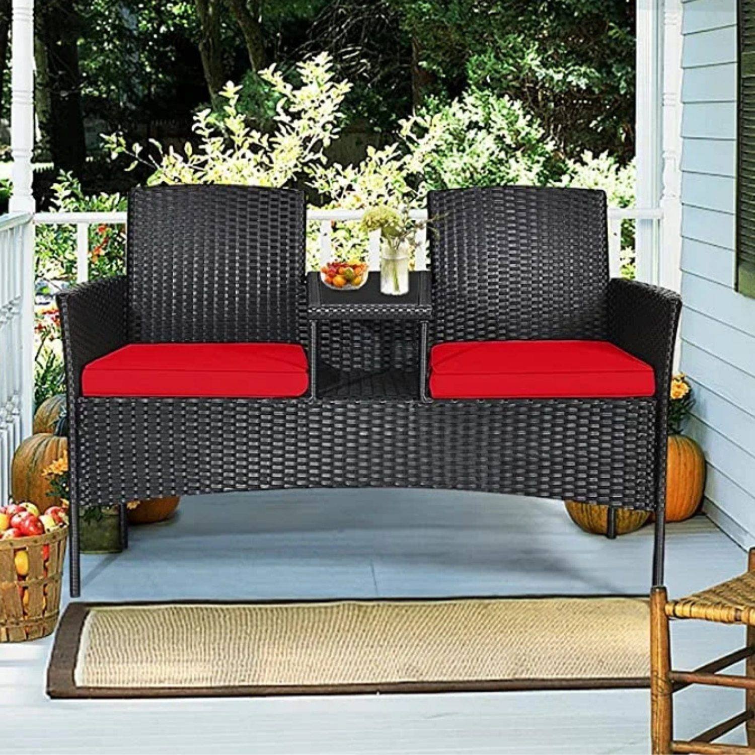 DEVOKO Balcony Bistro Set: Black & Red