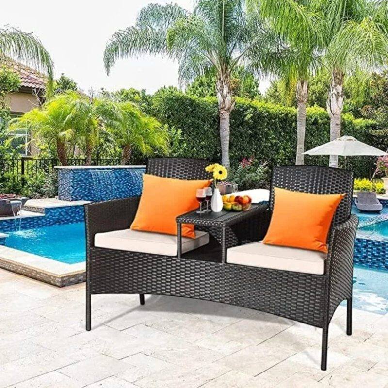 DEVOKO Balcony Bistro Set: Black & Cream