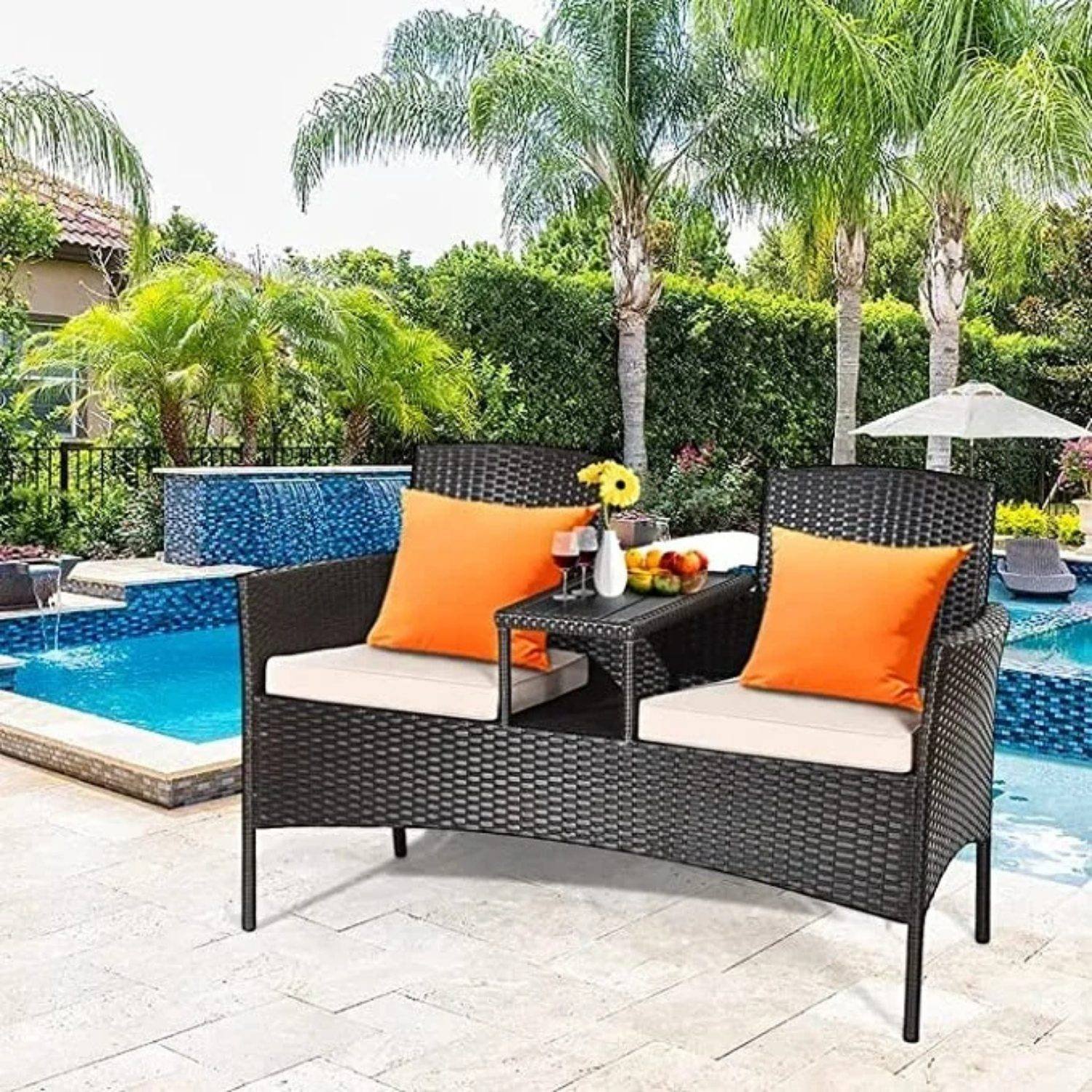 DEVOKO Balcony Bistro Set: Black & Cream