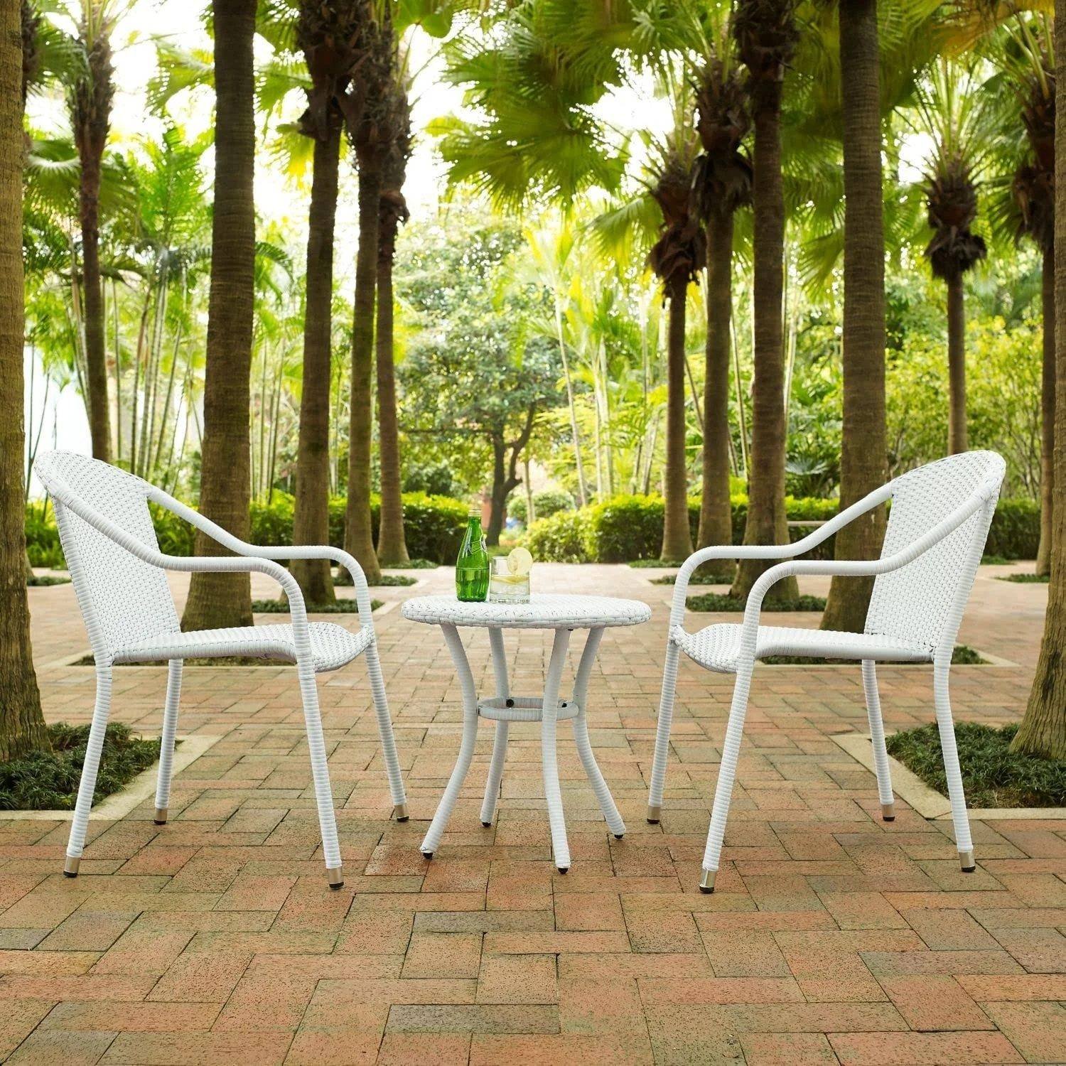 White Rattan Outdoor Furniture Set - 3-Piece