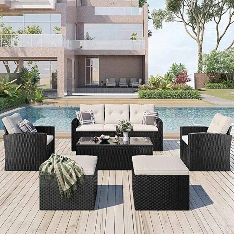 6-Piece All Weather Wicker Patio Furniture Set