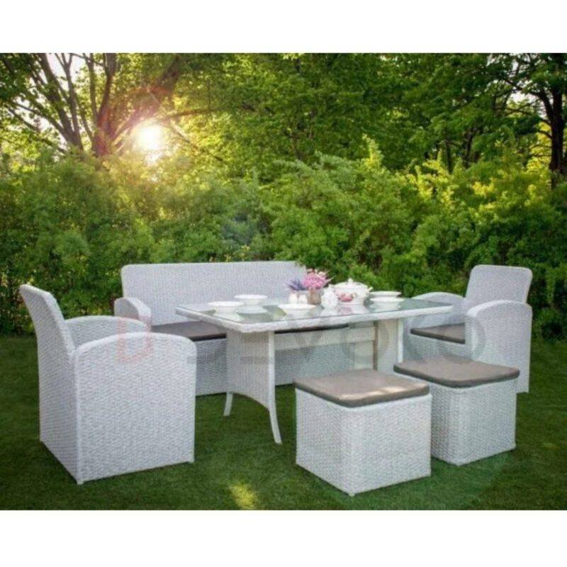 Buffy Rattan Wicker Patio Set (White/Grey)
