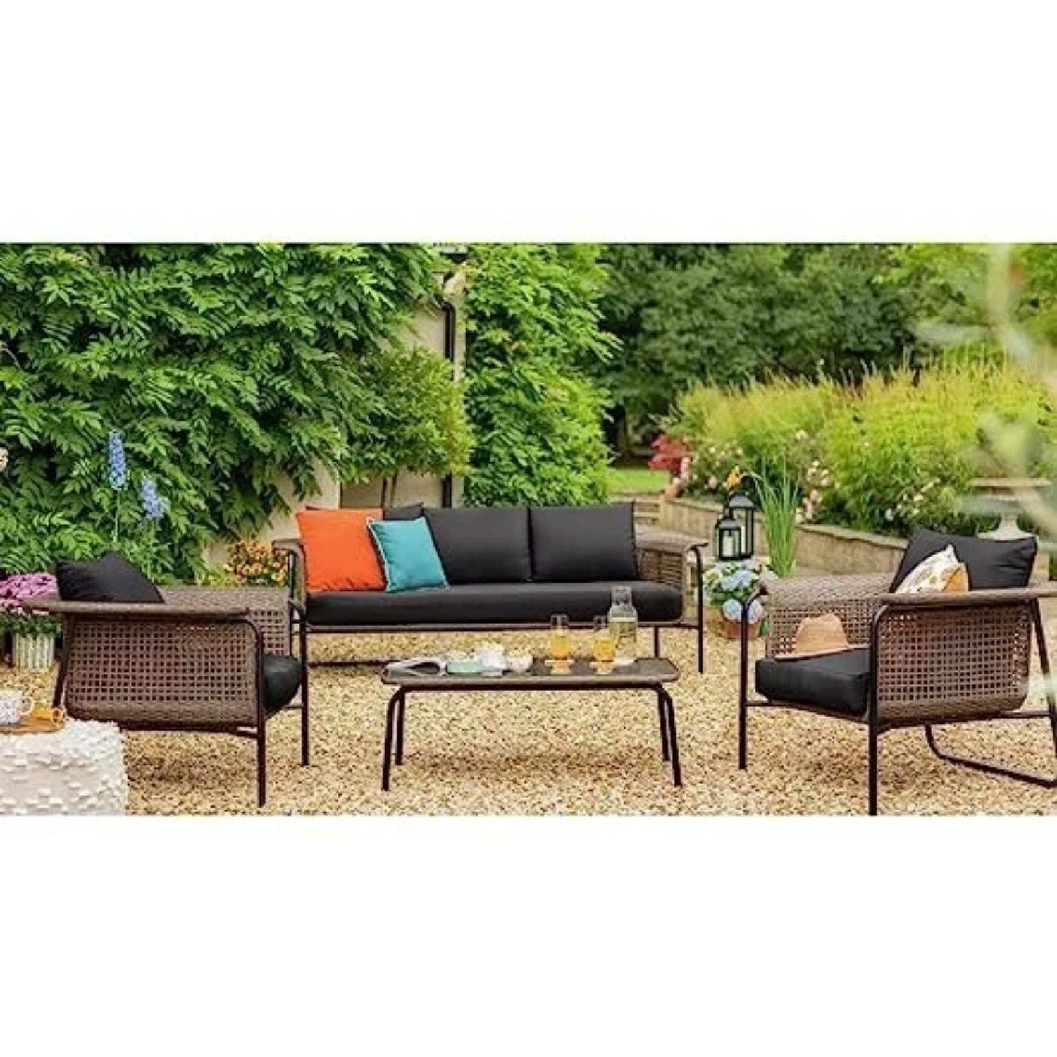 Devoko 5 Seater Outdoor Lounge Sofa - Center Table - Patio/Garden