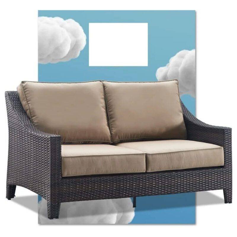 DEVOKO Outdoor Sectional Sofa Set 1-Piece (Dark Brown/Cream)