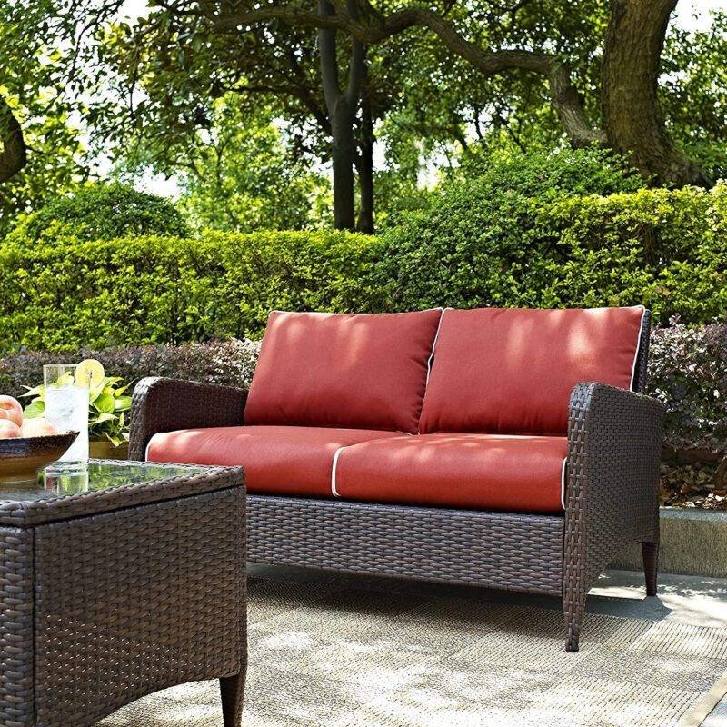 DEVOKO Patio Furniture Set 1-Piece (Dark Brown & Red)