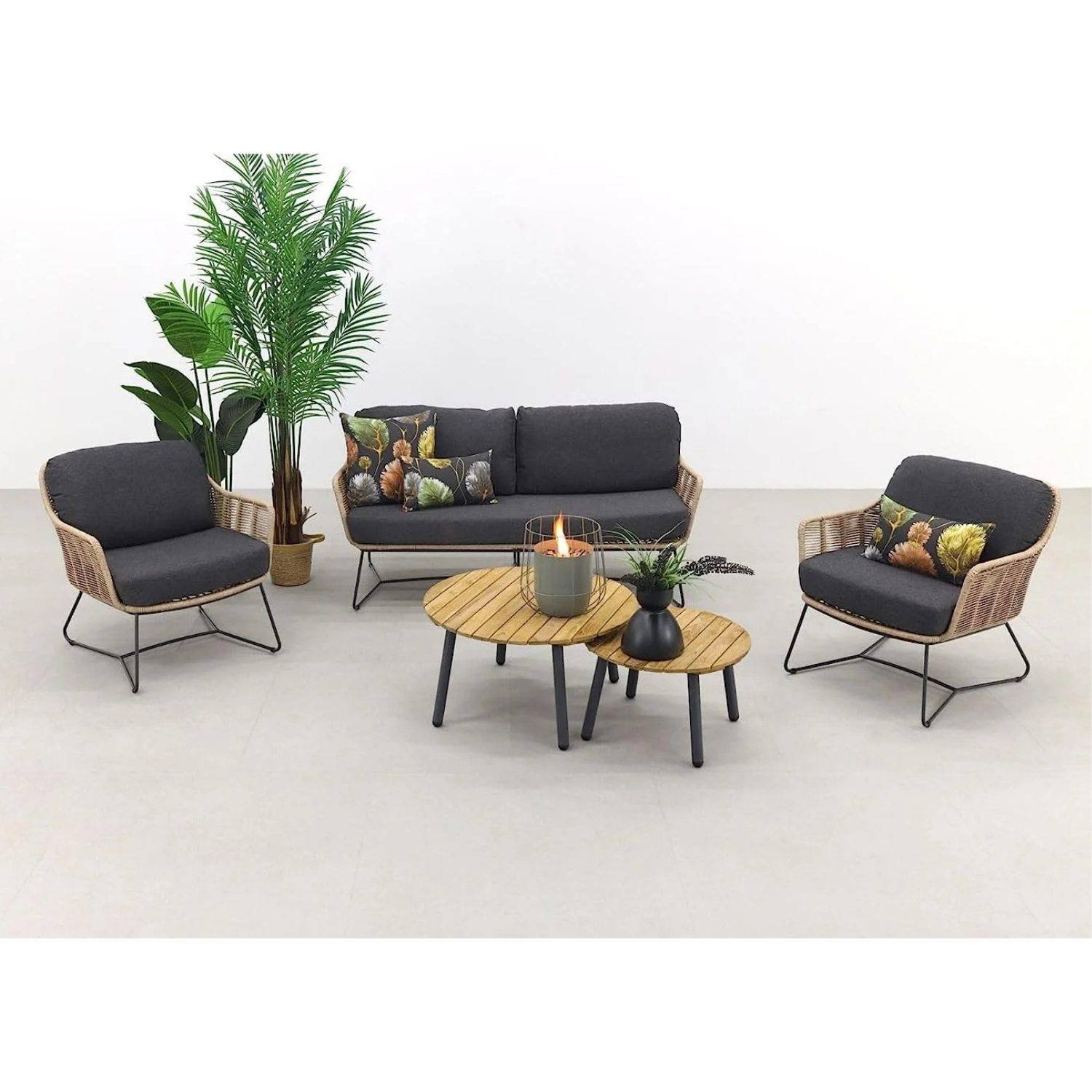 Bistro Loveseat Set (Beige and Black)