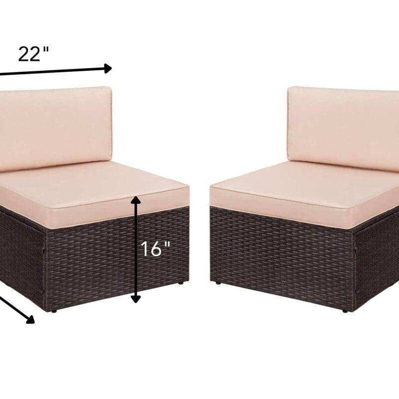 DEVOKO Wicker Loveseat 2-Piece (Dark Brown) - Image 2