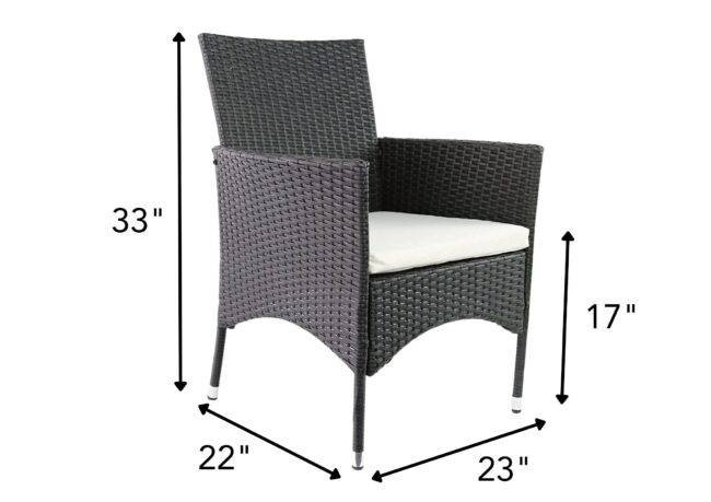 Wicker & Rattan Patio Dining Arm Chair(Black & White) - Image 2