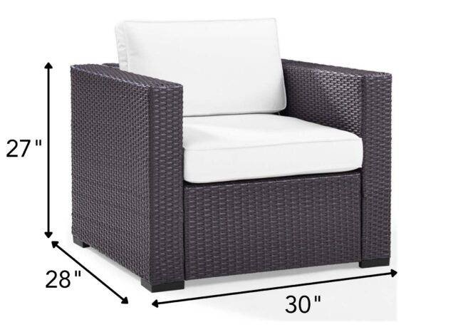 DEVOKO Patio Wicker Sofa 1-Seat and Table (Dark Brown & White) - Image 2