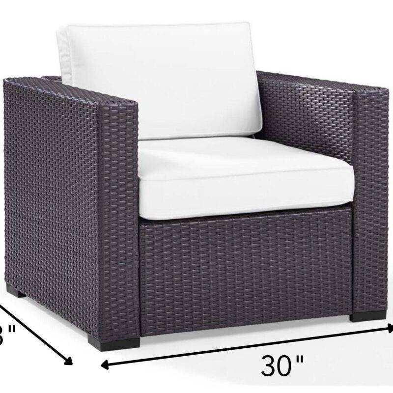 DEVOKO Patio Wicker Sofa 1-Seat and Table (Dark Brown & White) - Image 2