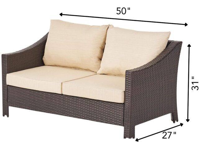 DEVOKO Outdoor Sectional Sofa Set 1-Piece (Dark Brown/Cream) - Image 2