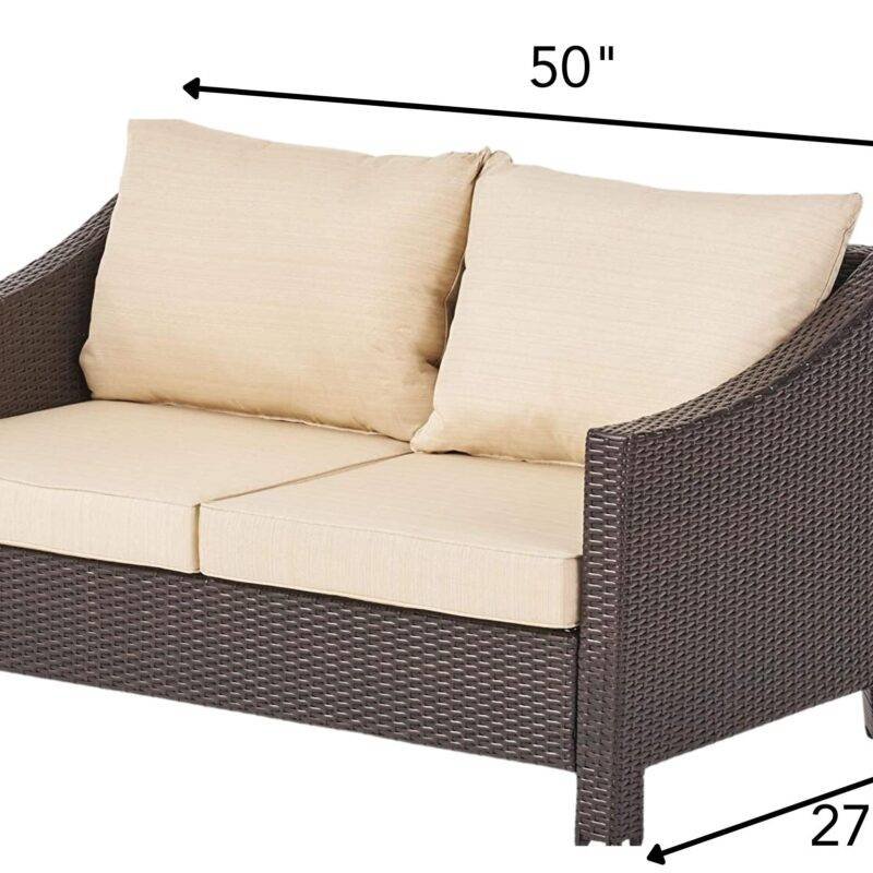 DEVOKO Outdoor Sectional Sofa Set 1-Piece (Dark Brown/Cream) - Image 2
