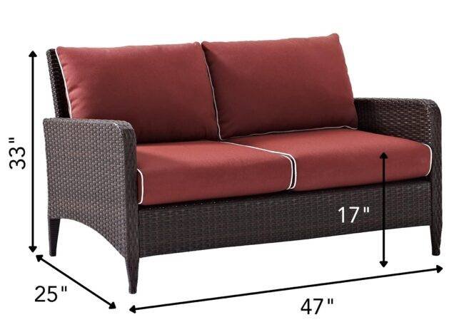 DEVOKO Patio Furniture Set 1-Piece (Dark Brown & Red) - Image 2